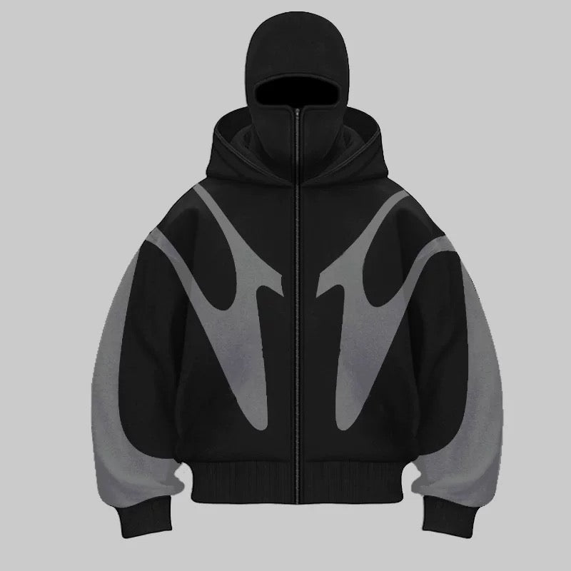 Balaclava hoodie schwarz grau